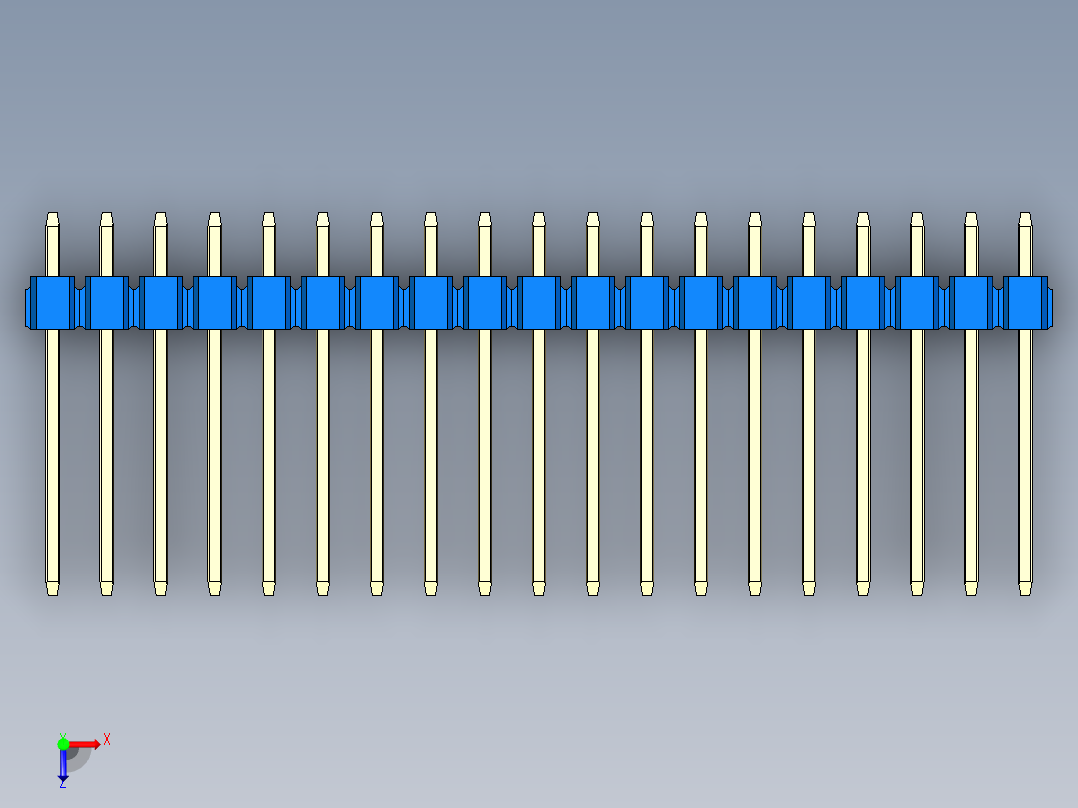 彩色公头100mil（2.54mm）系列-DS1021_blue_2x19p_100mil_Type5_rev1.0俯视图