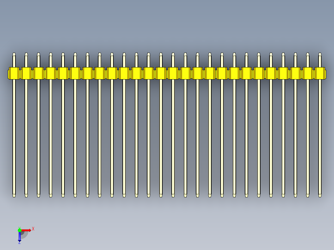 彩色公头100mil（2.54mm）系列-DS1021_yellow_2x26p_100mil_Type43_rev1.0俯视图