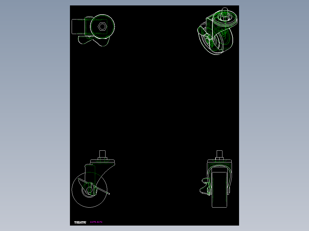 輕荷重腳輪(750N)5579-2D多系列多零件图纸模型