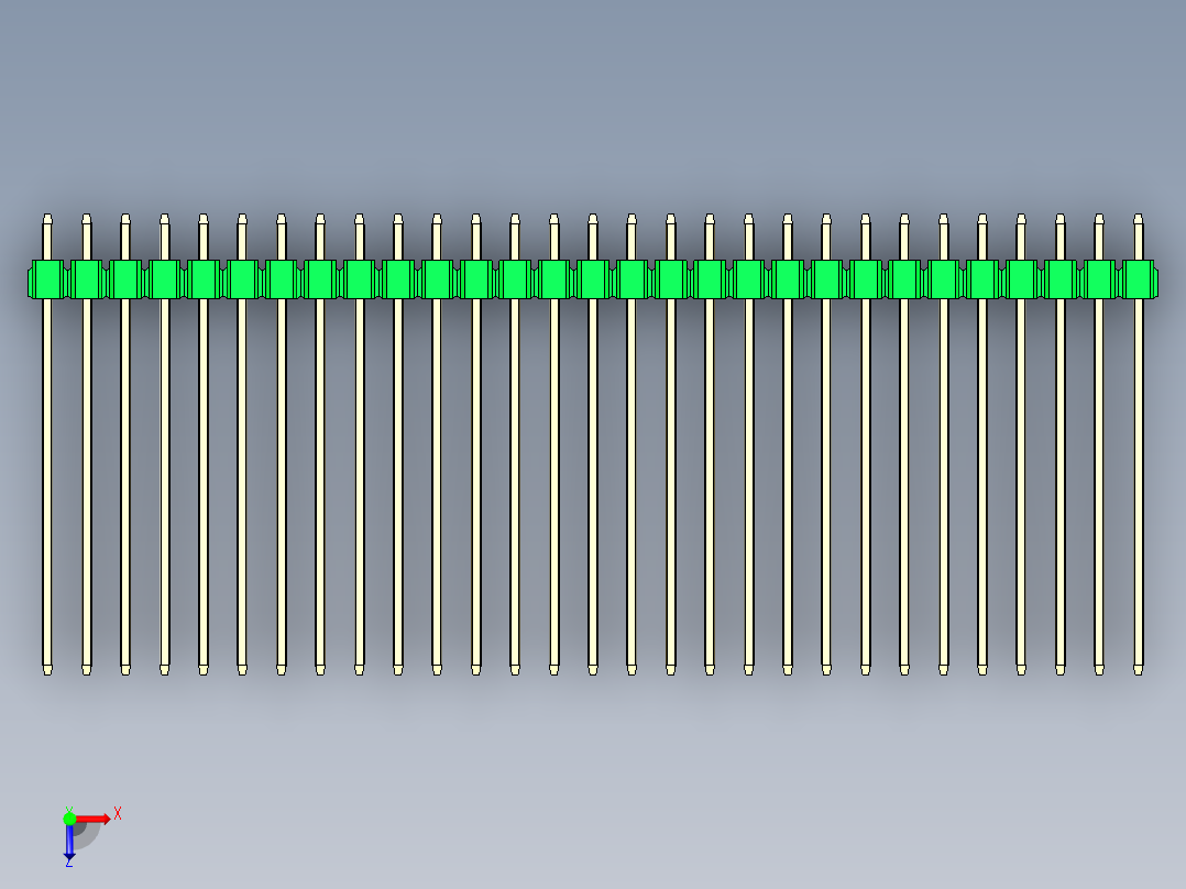 彩色公头100mil（2.54mm）系列-DS1021_green_1x29p_100mil_Type43_rev1.0俯视图