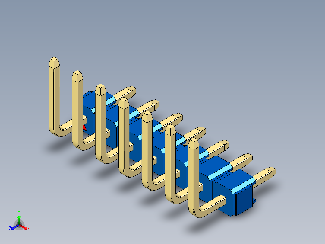 彩色公排针 100mil 2.54mm 系列-DS1022_blue_07p_100mil_TypeU_rev1.0