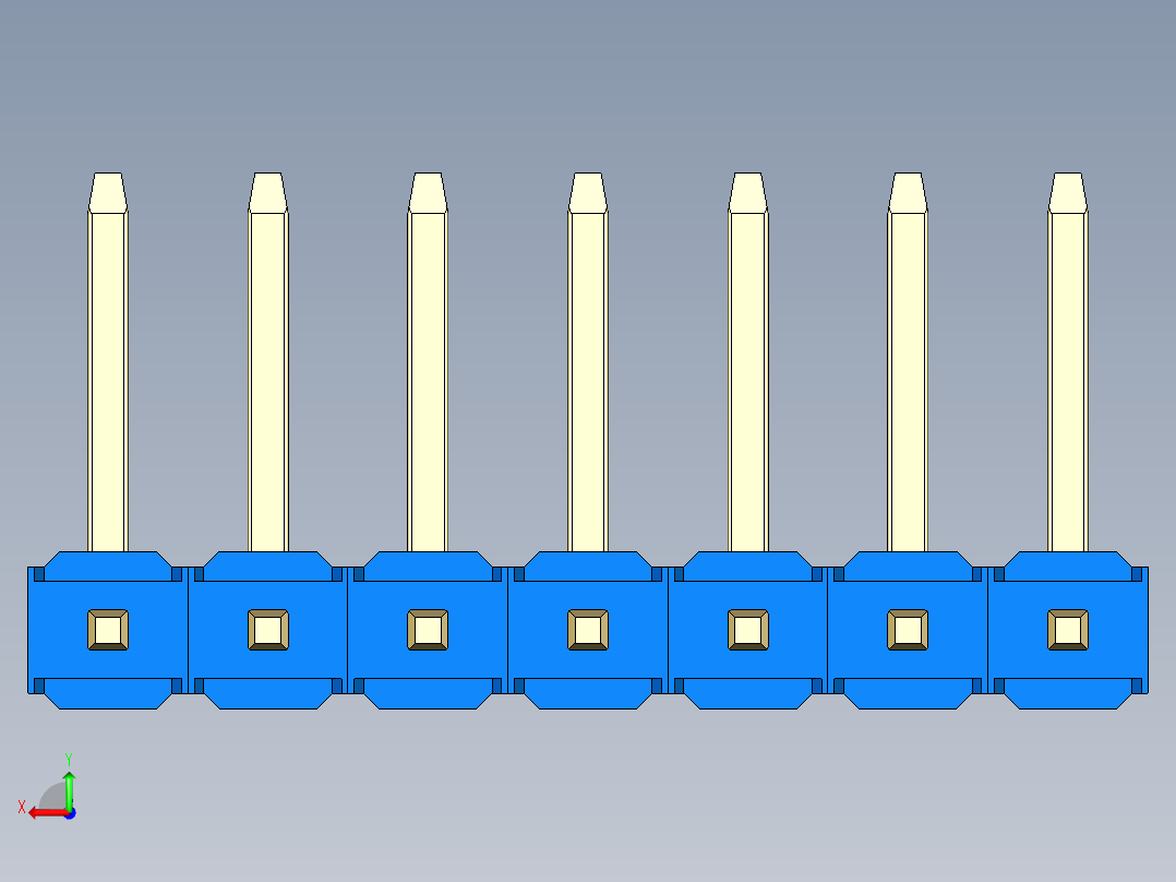 彩色公排针 100mil 2.54mm 系列-DS1022_blue_07p_100mil_TypeU_rev1.0后视图