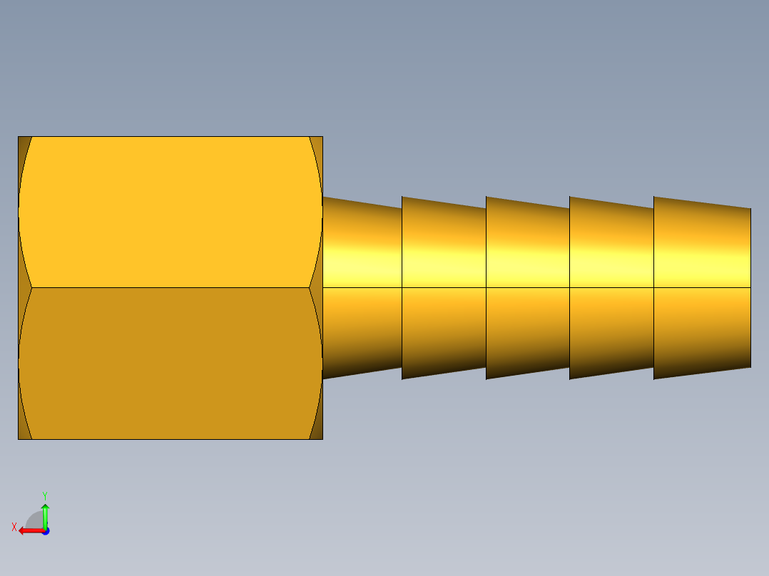 倒齿式工业管接头Hose Barb to Female Pipe 126HBL-6-4后视图