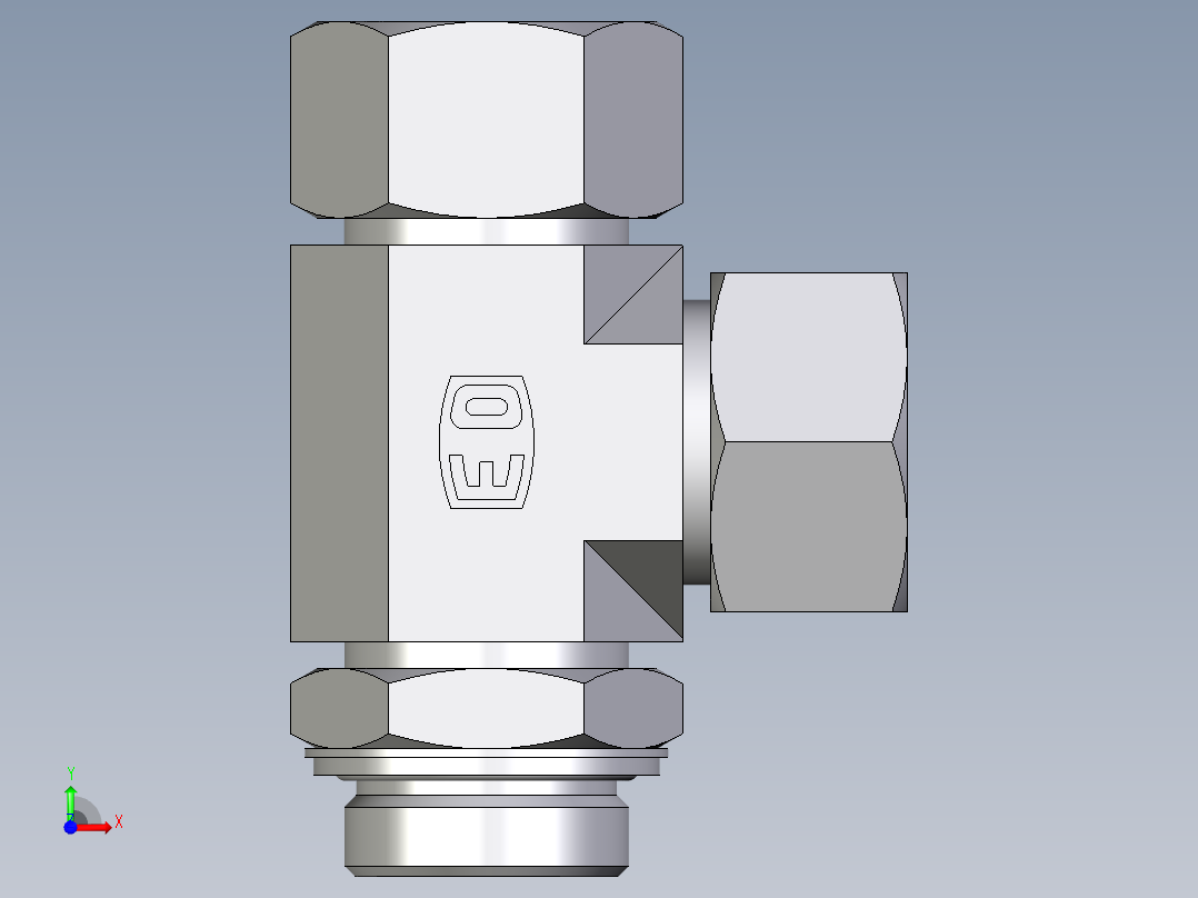 卡套式工业通用硬管接头EO_Adjustable_locknut_run_tee_LEE30ZSRCF前视图