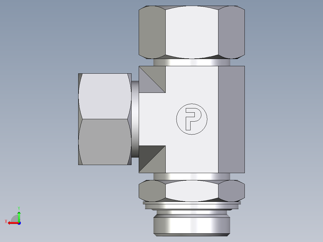 卡套式工业通用硬管接头EO_Adjustable_locknut_run_tee_LEE30ZSRCF后视图