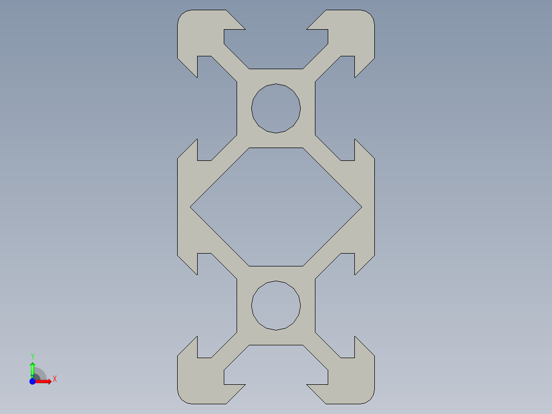 铝制结构型材 V 形槽 20x20mm2前视图