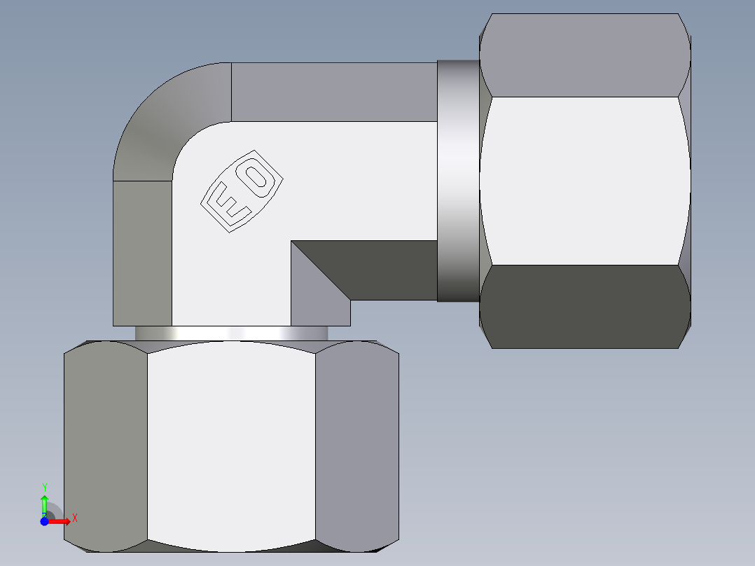 卡套式工业通用硬管接头EO_Swivel_nut_elbow_EW12ZS71前视图