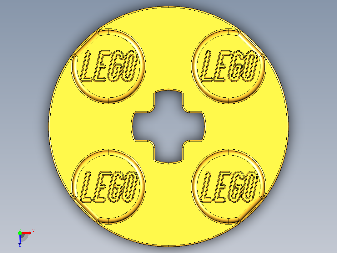 乐高零件 4032 板 2 x 2 圆形-4032 Flame Yellowish Orange - Bright Light Orange Plate 2 x 2 Round.STEP俯视图