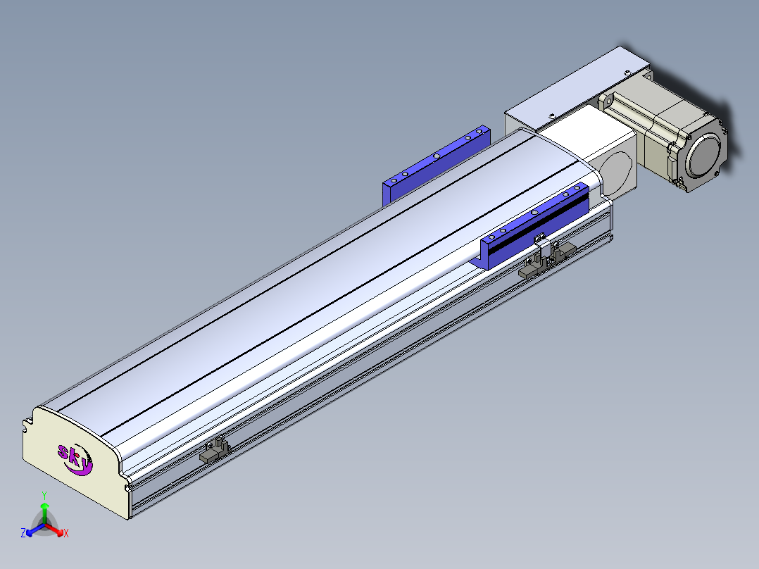 同步带滑台-半封闭B17H-L50-S500-L-P75-D3正等轴测图