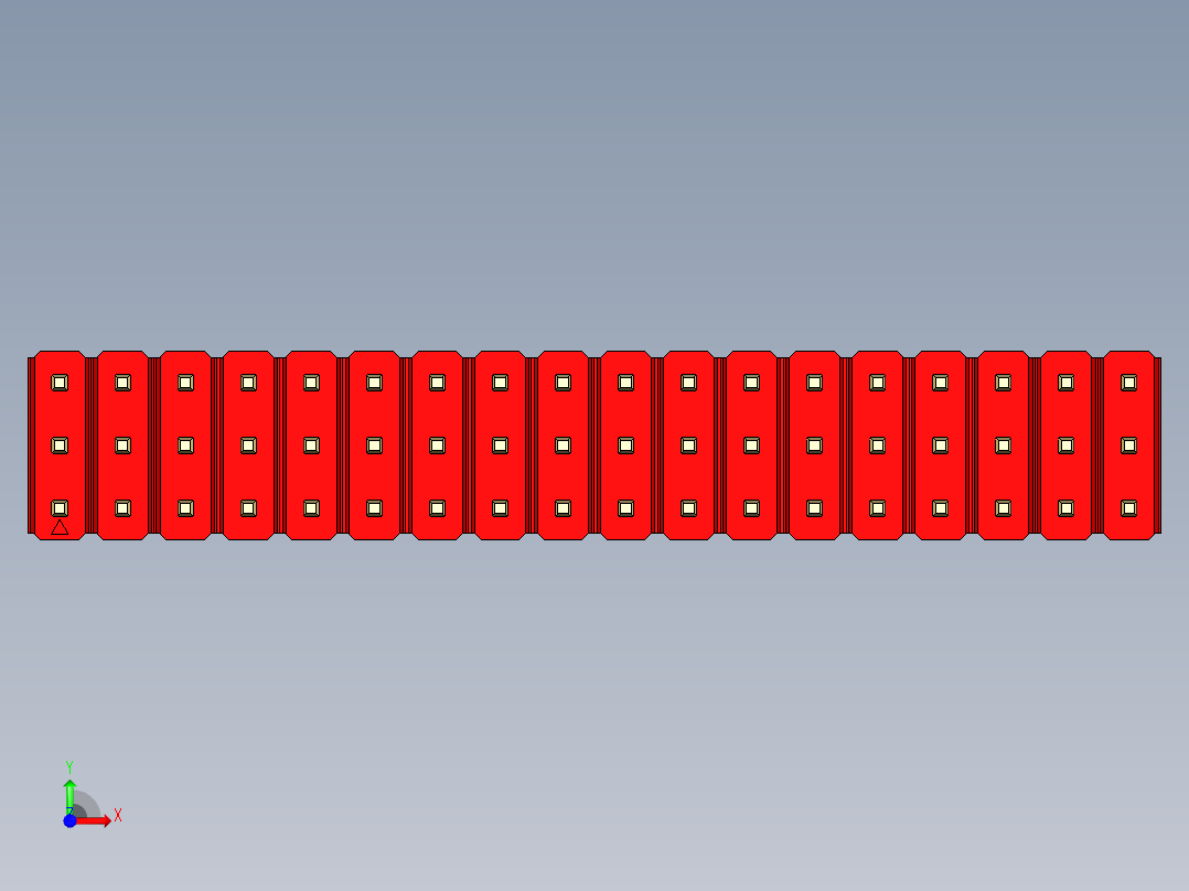 彩色公头100mil（2.54mm）系列-DS1021_red_3x18p_100mil_Type43_rev1.0前视图
