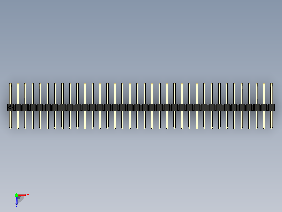 彩色公排针 100mil 2.54mm 系列-DS1022_black_3x36p_100mil_TypeD_rev1.0俯视图