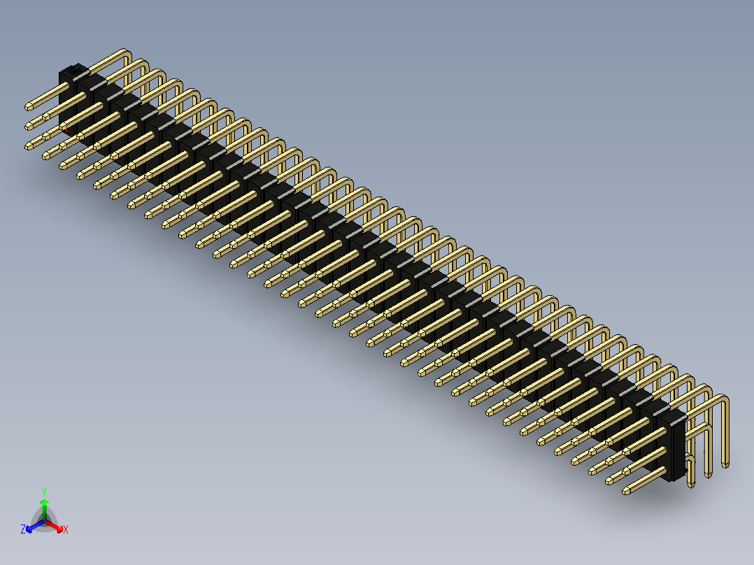彩色公排针 100mil 2.54mm 系列-DS1022_black_3x36p_100mil_TypeD_rev1.0正等轴测图