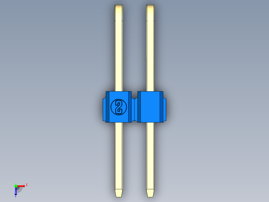 彩色公排针 100mil 2.54mm 系列-DS1022_blue_3x02p_100mil_TypeD_rev1.0俯视图