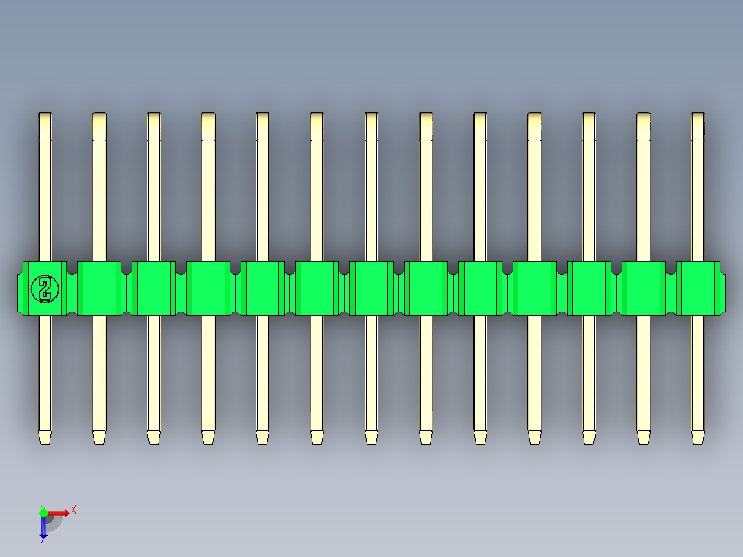 彩色公排针 100mil 2.54mm 系列-DS1022_green_3x13p_100mil_TypeD_rev1.0俯视图