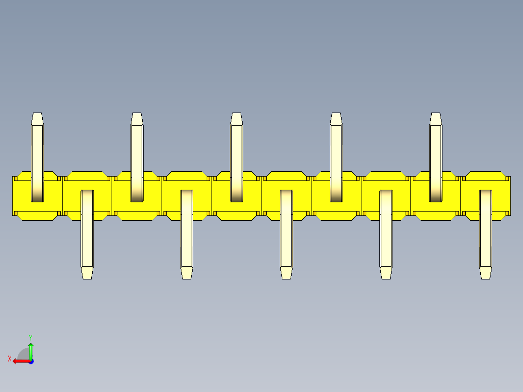 彩色公排针 100mil 2.54mm 系列-DS1022_yellow_10p_100mil_Type_SMT_R2_rev1.0后视图