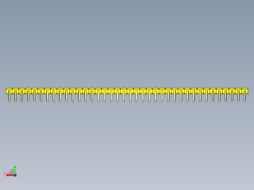 彩色公排针 100mil 2.54mm 系列-DS1022_yellow_1x38p_100mil_TypeD_rev1.0后视图