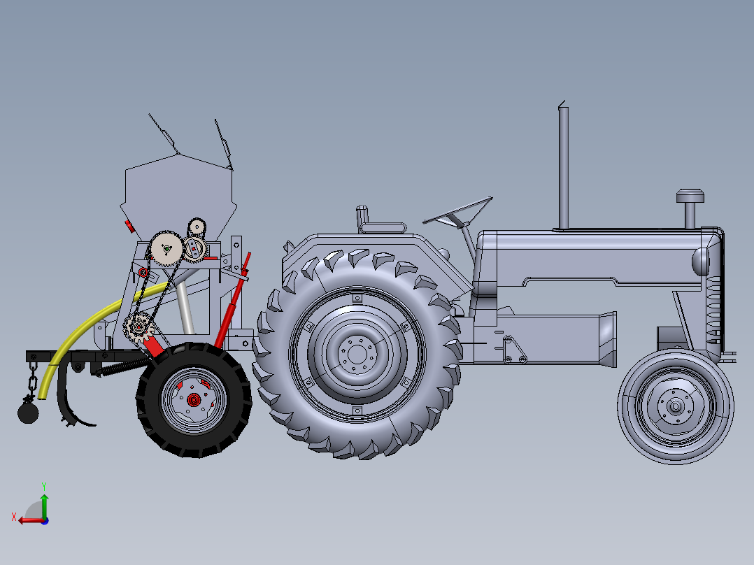 拖拉机播种机后视图