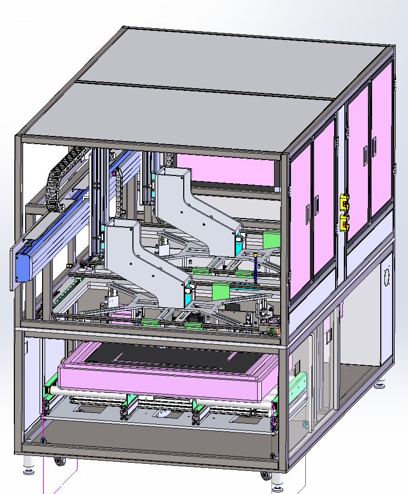 47寸panel 上料分盒设备3D数模图纸 Solidworks18设计 附STEP