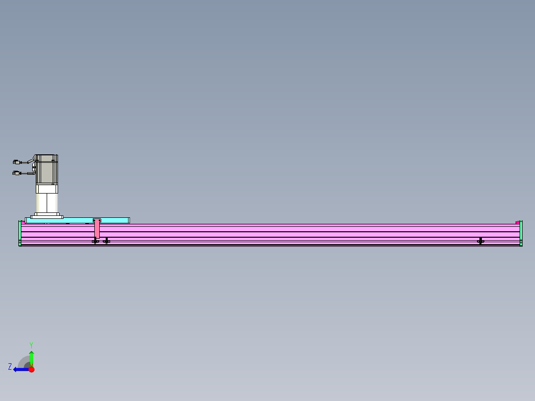 东锦齿条传动DH210G-L167-S1400-BU-减速机+P750W右视图