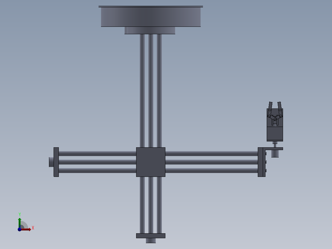 JX762-搬运机械手机械部分设计【三自由度圆柱坐标型】 - sw前视图