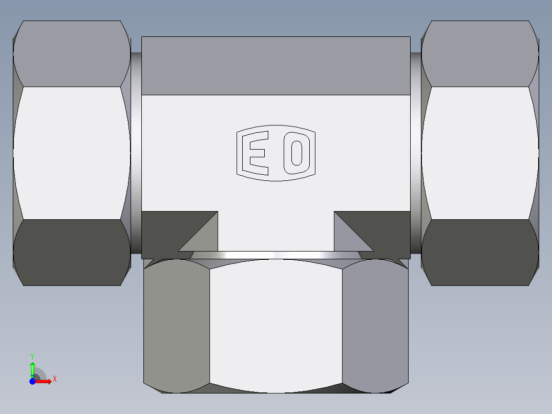 卡套式工业通用硬管接头EO_Swivel_nut_branch_tee_ET28ZLCF前视图