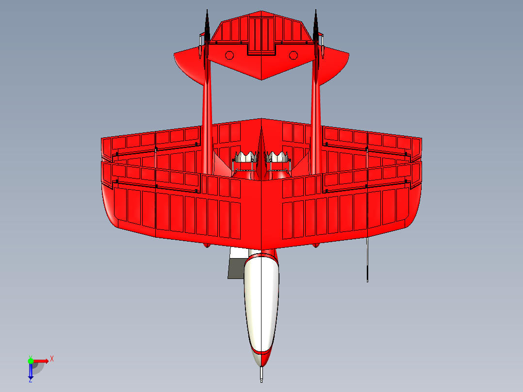 Oracle Challenger 2-2-1双翼飞机3D图纸 step格式俯视图