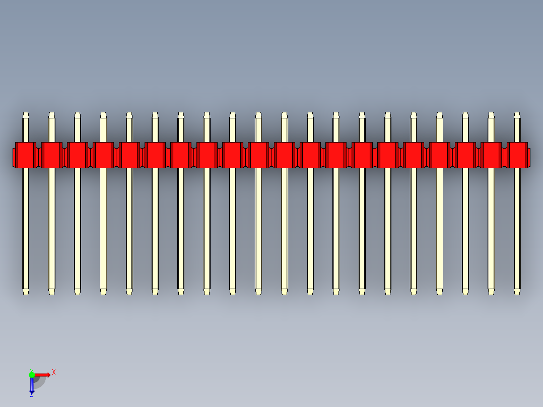 彩色公头100mil（2.54mm）系列-DS1021_red_3x20p_100mil_Type5_rev1.0俯视图