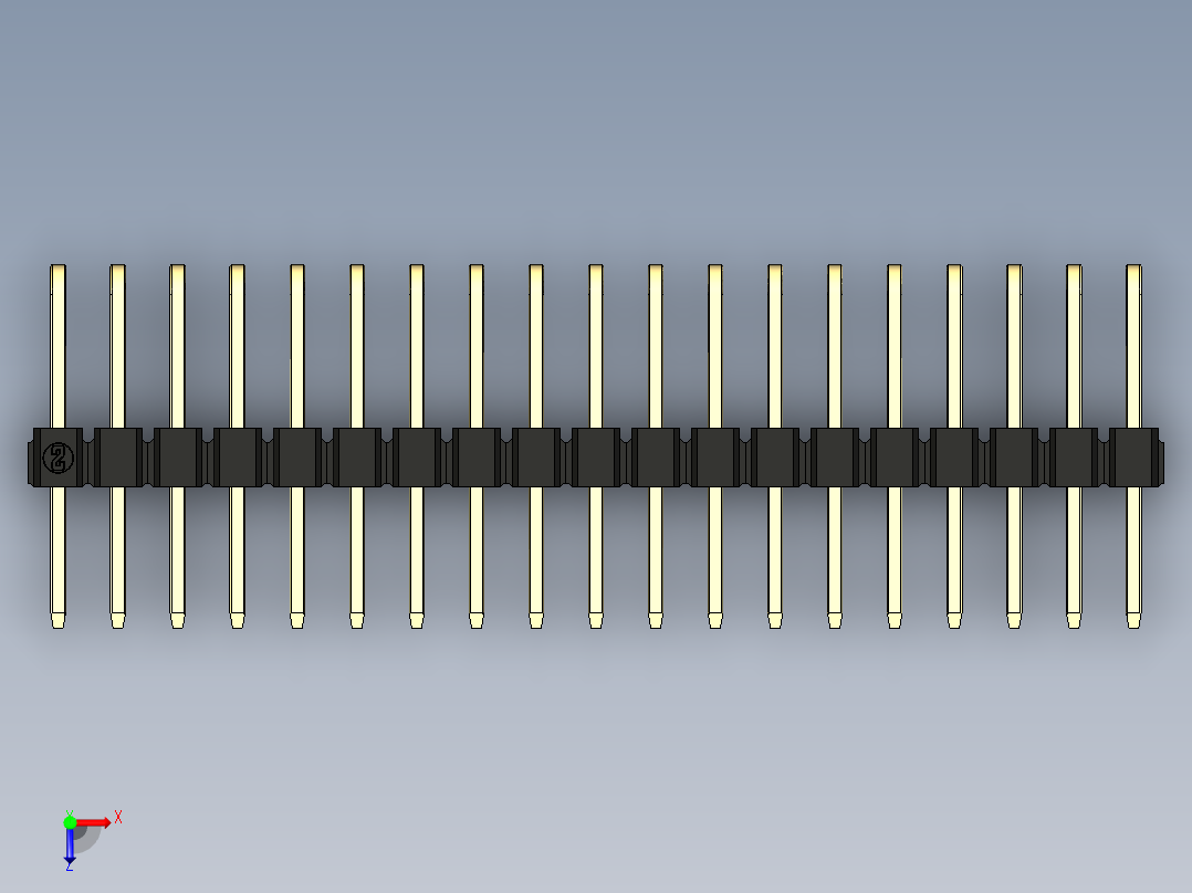 彩色公排针 100mil 2.54mm 系列-DS1022_black_3x19p_100mil_TypeD_rev1.0俯视图