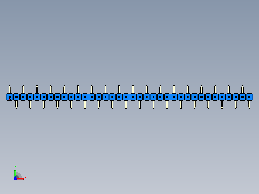 彩色公排针 100mil 2.54mm 系列-DS1022_blue_36p_100mil_Type_SMT_R1_rev1.0前视图