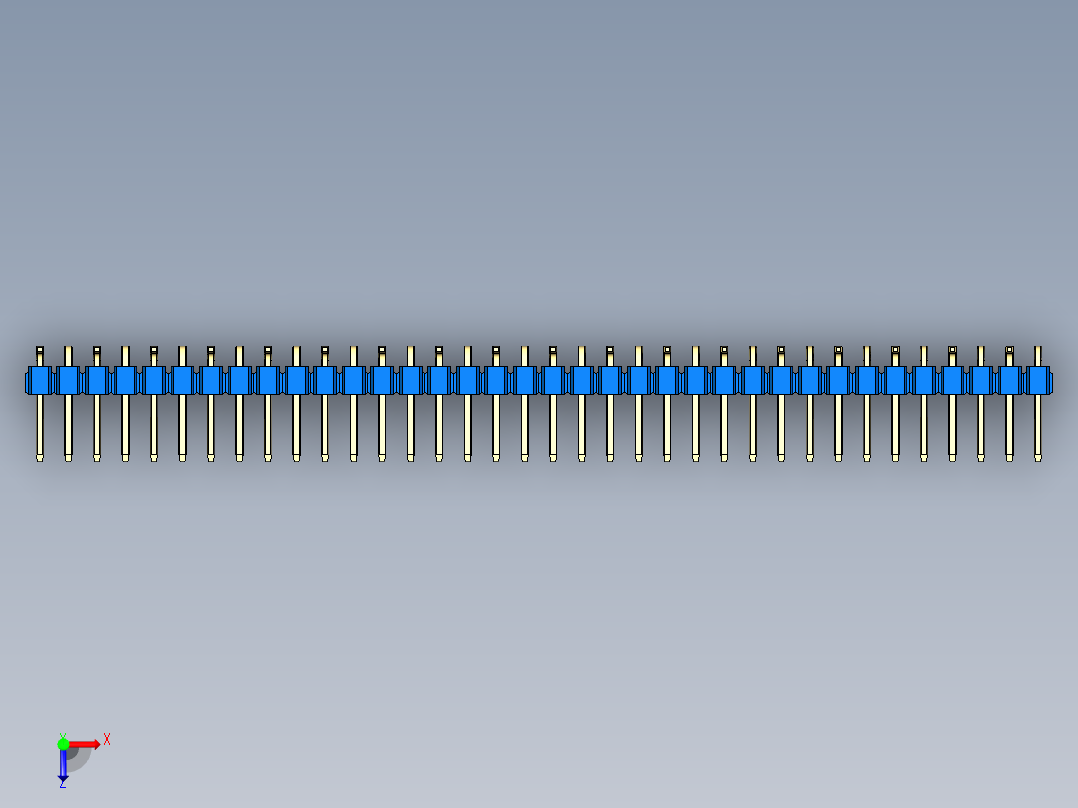 彩色公排针 100mil 2.54mm 系列-DS1022_blue_36p_100mil_Type_SMT_R1_rev1.0俯视图