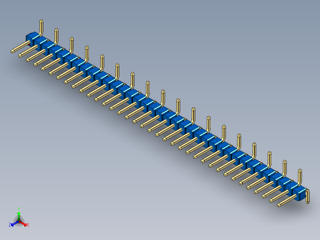彩色公排针 100mil 2.54mm 系列-DS1022_blue_36p_100mil_Type_SMT_R1_rev1.0正等轴测图