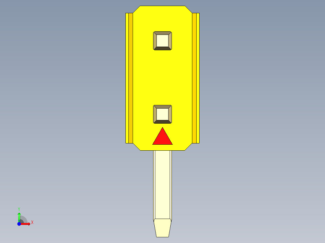 彩色公排针 100mil 2.54mm 系列-DS1022_yellow_2x01p_100mil_TypeD_rev1.0前视图