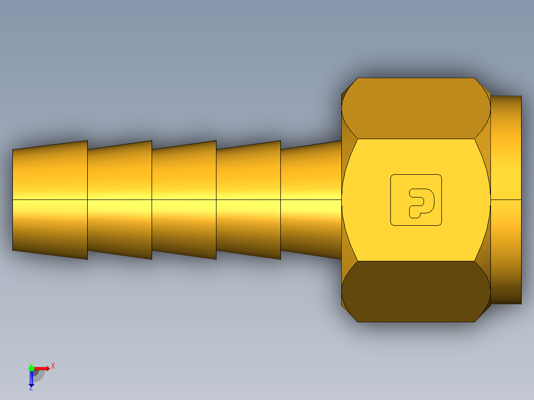 倒齿式工业管接头Hose Barb to Swivel Female Ball-End 128HBLSV-5-4俯视图