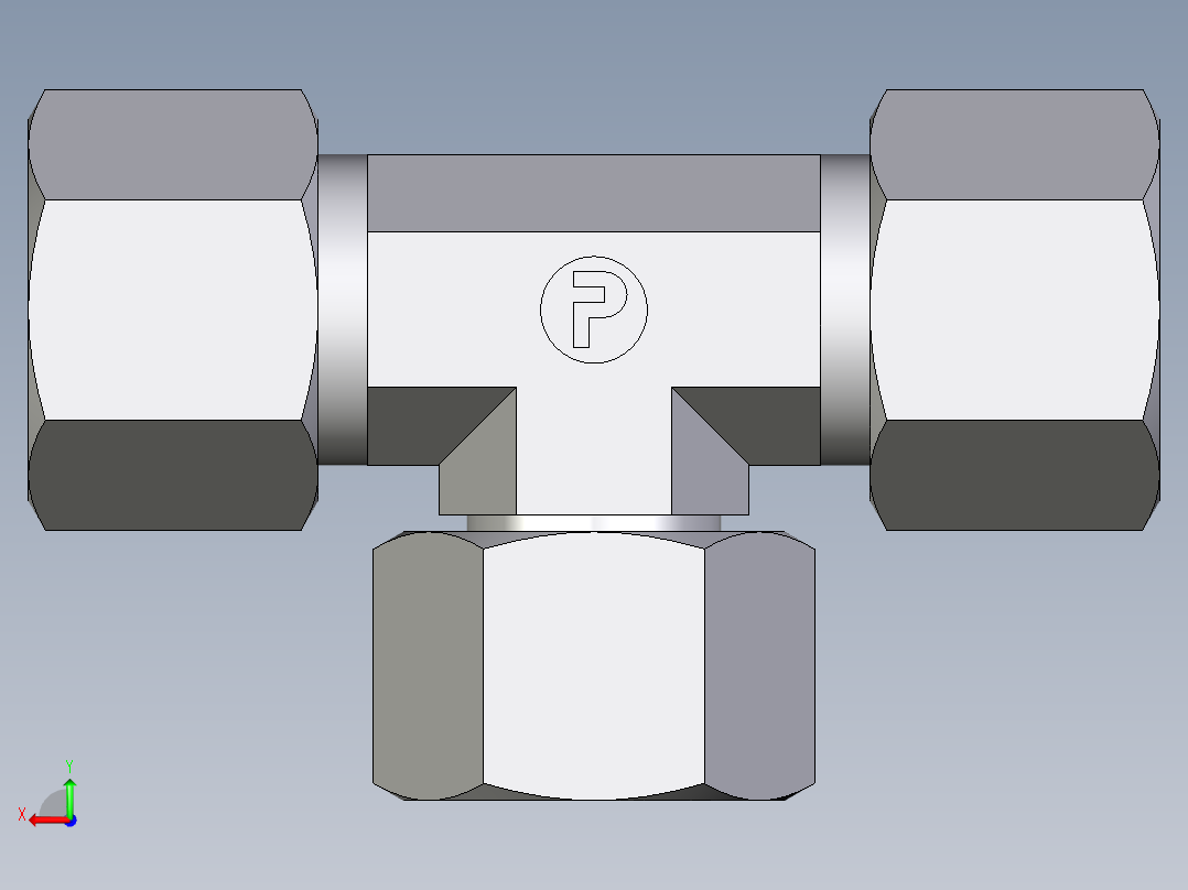 卡套式工业通用硬管接头EO_Swivel_nut_branch_tee_ET14SCF后视图