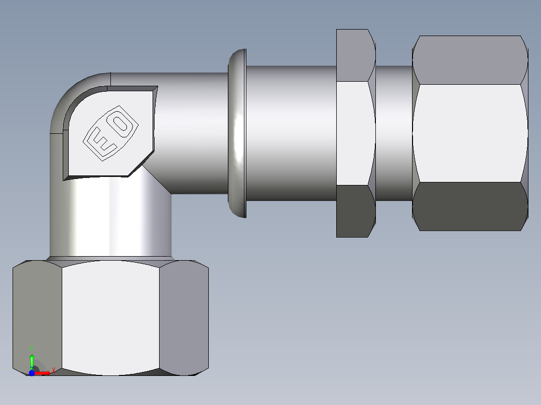 卡套式工业通用硬管接头EO_Bulkhead_elbow_WSV16S71前视图