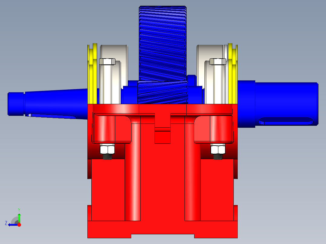 单级圆柱斜齿轮减速器单个三维图右视图