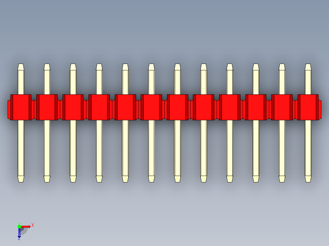 彩色公头100mil（2.54mm）系列-DS1021_red_2x12p_100mil_Type1_rev1.0俯视图