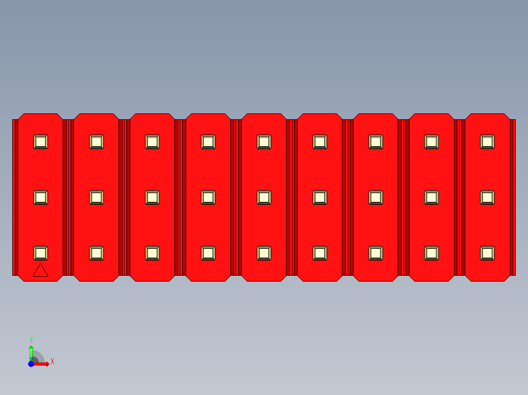 彩色公头100mil（2.54mm）系列-DS1021_red_3x09p_100mil_Type19_rev1.0前视图