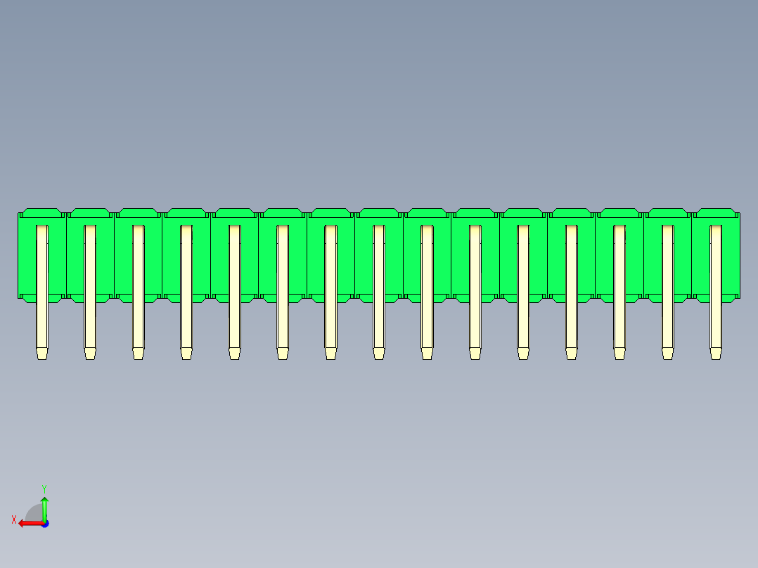 彩色公排针 100mil 2.54mm 系列-DS1022_green_2x15p_100mil_TypeD_rev1.0后视图