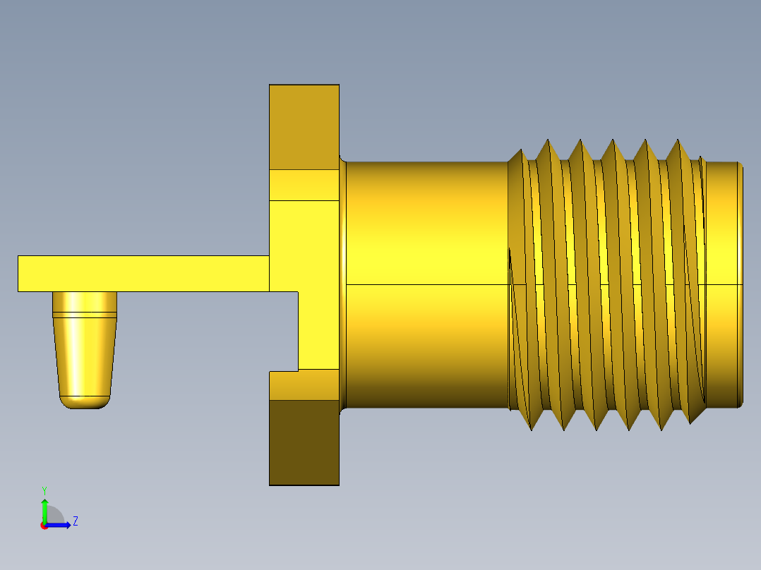 92mm母端PCB锁边连接器2支脚左视图