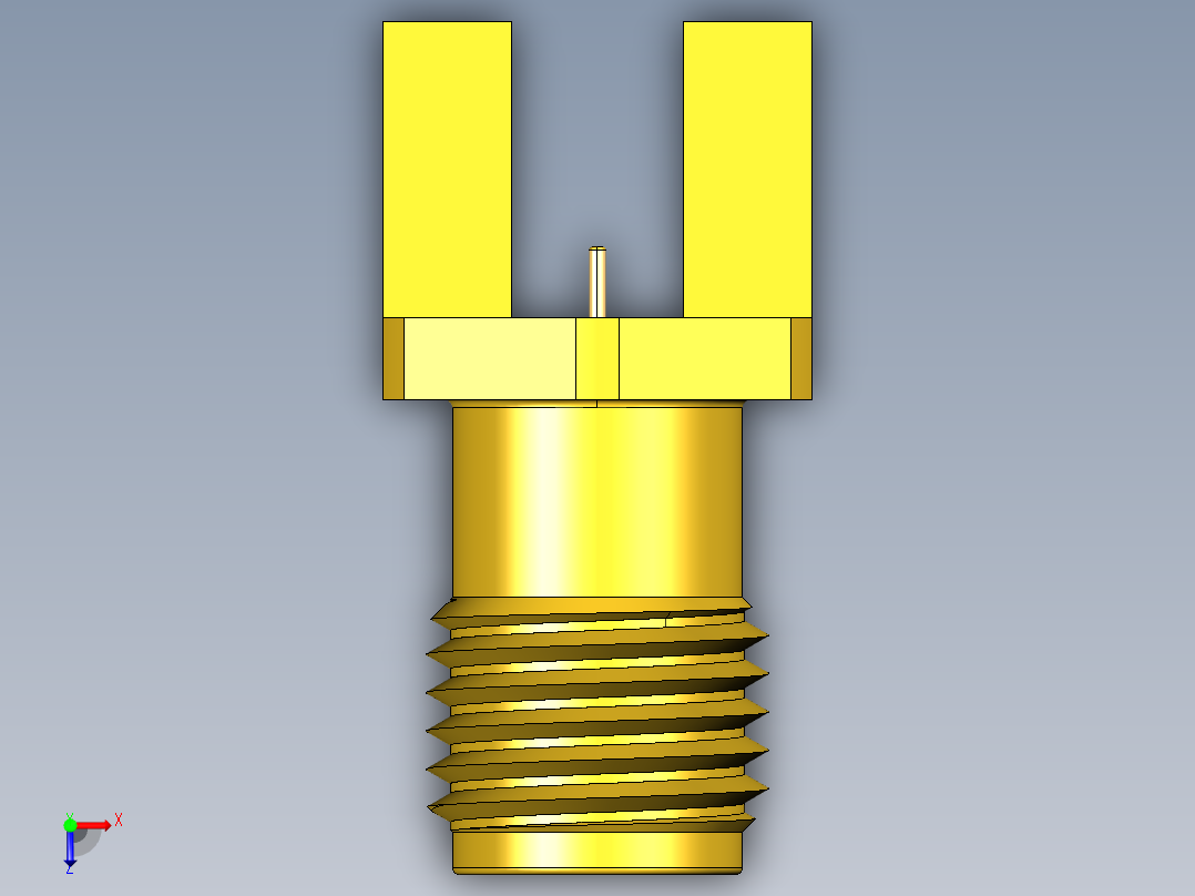 92mm母端PCB锁边连接器2支脚俯视图