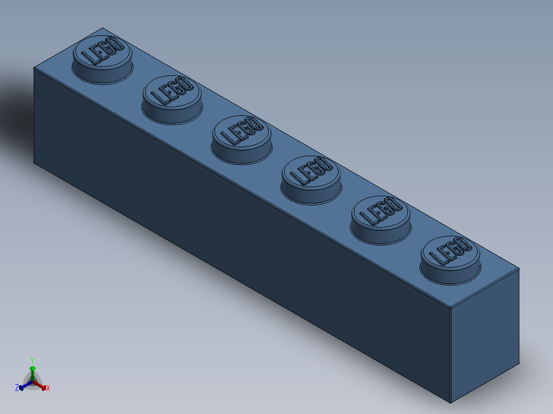 乐高套装 4421基本积木-4172684 - 3009 Medium Blue Brick 1 x 6.SLDPRT正等轴测图