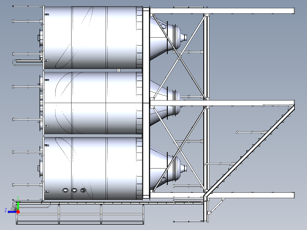 灌装机筒仓结构右视图