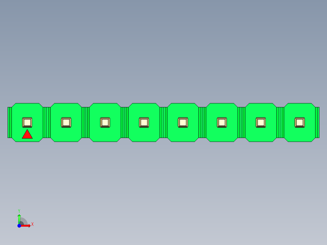 彩色公头100mil（2.54mm）系列-DS1021_green_1x08p_100mil_Type43_rev1.0前视图