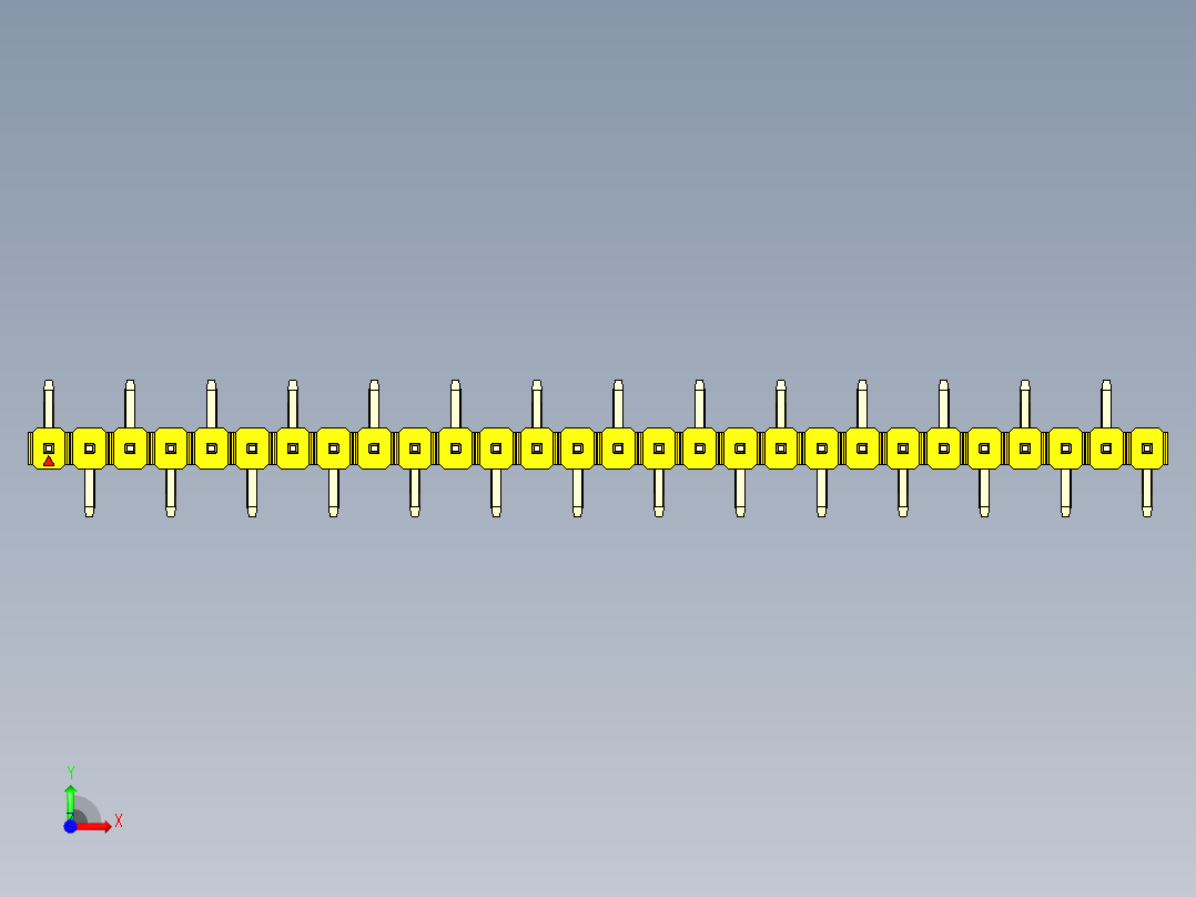 彩色公排针 100mil 2.54mm 系列-DS1022_yellow_28p_100mil_Type_SMT_R1_rev1.0前视图