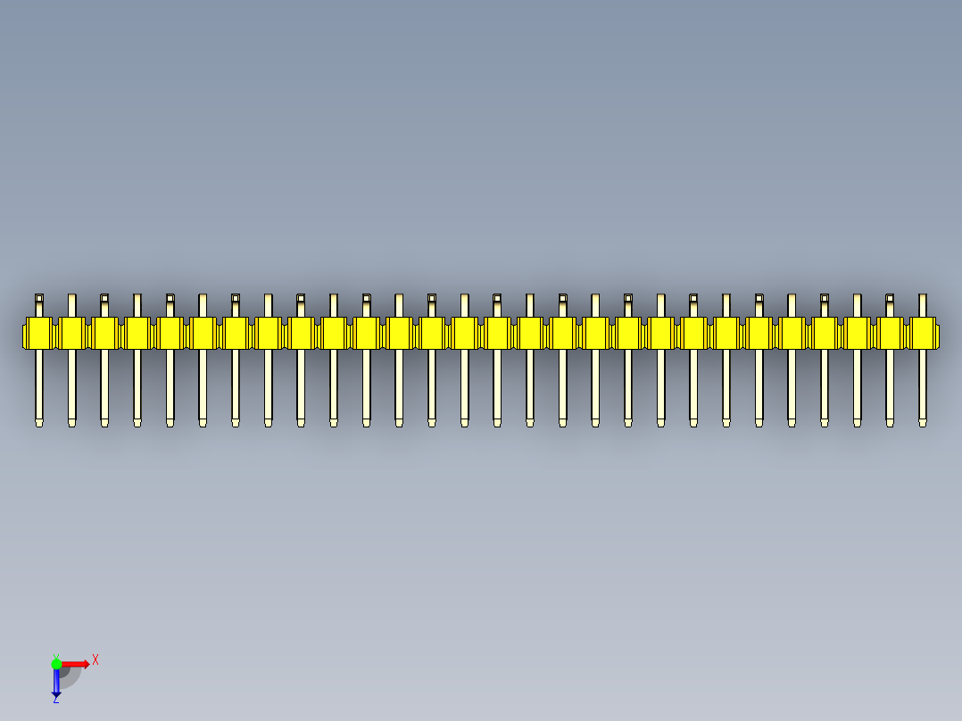 彩色公排针 100mil 2.54mm 系列-DS1022_yellow_28p_100mil_Type_SMT_R1_rev1.0俯视图