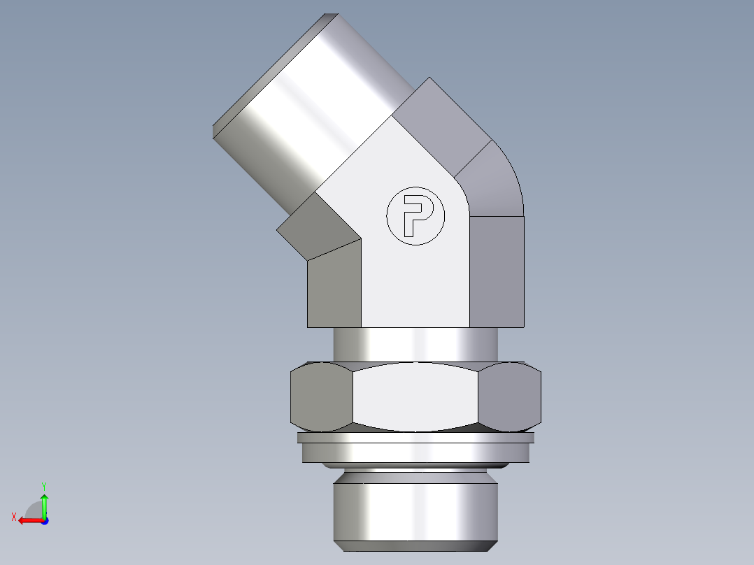 卡套式工业通用硬管接头EO_Adjustable_locknut_45_deg_elbow_VEE10SROMDCF后视图
