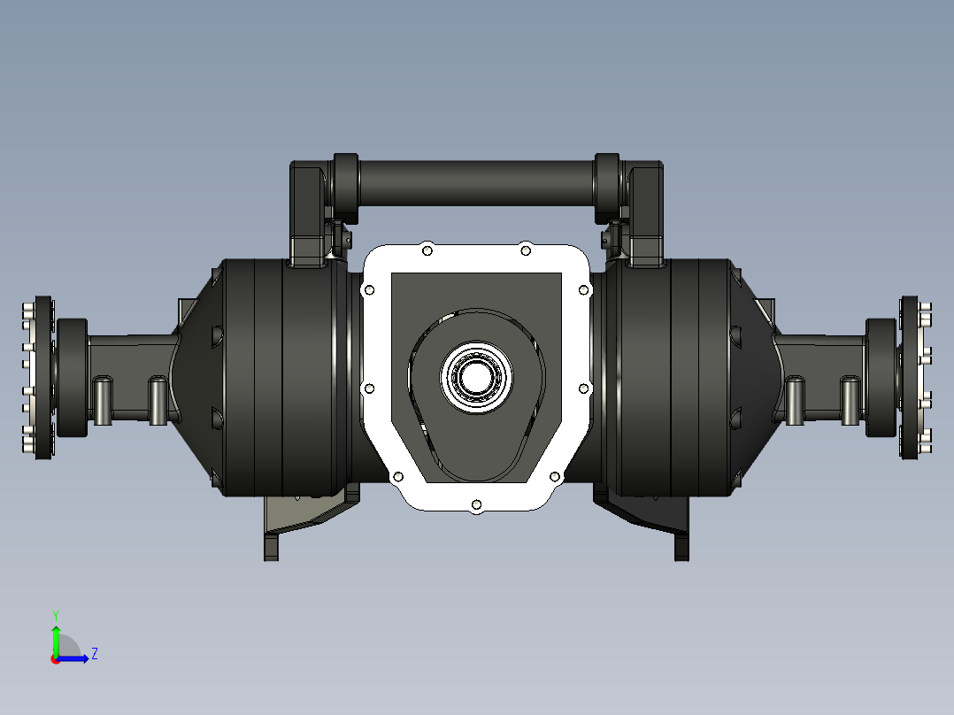拖拉机后轴变速箱左视图