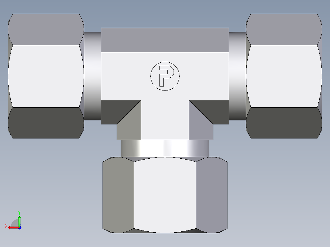 卡套式工业通用硬管接头EO_Union_tee_T12L71后视图