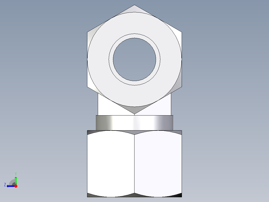 卡套式工业通用硬管接头EO_Union_tee_T12L71右视图